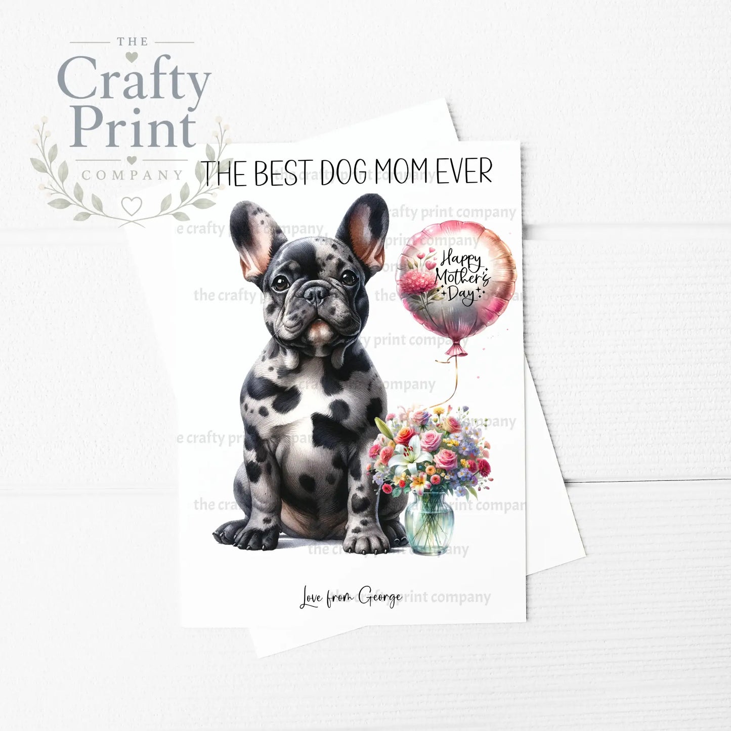 The Best Dog Mom Ever French Bulldog Personalised A5 Card