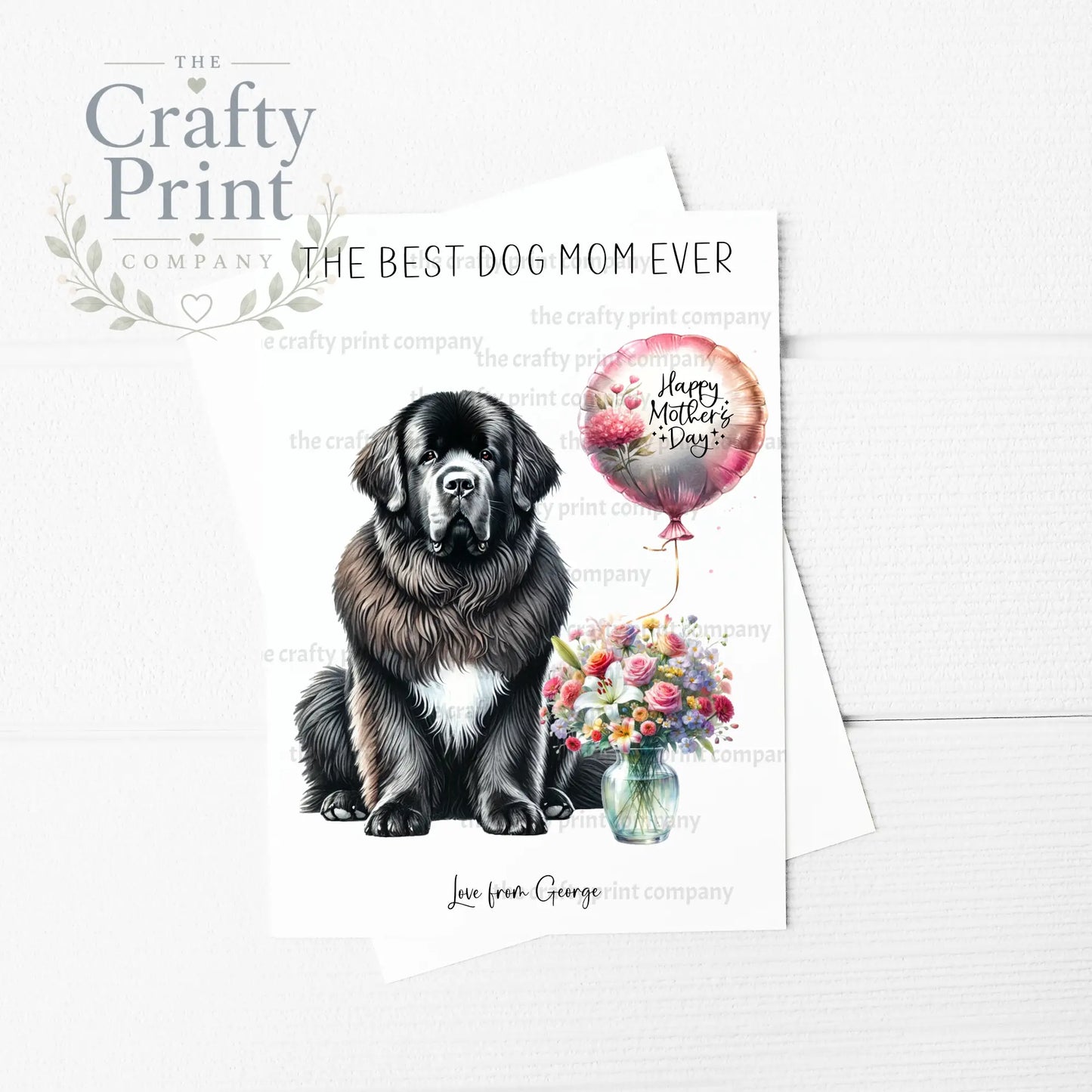 The Best Dog Mom Ever Newfoundland Personalised A5 Card