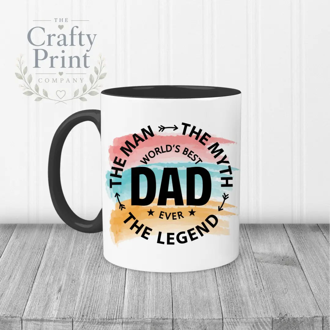 The Man Myth Legend - printed Mug - Black Handle & Inner