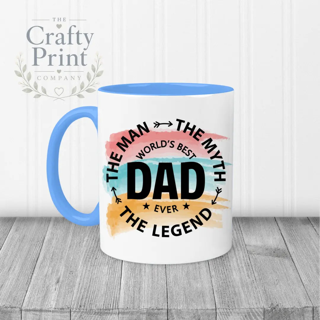 The Man Myth Legend - printed Mug - Blue Handle & Inner