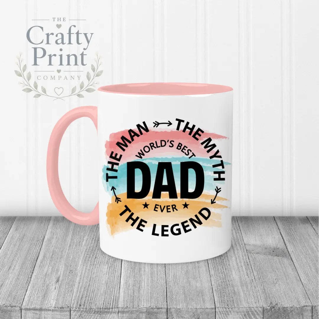 The Man Myth Legend - printed Mug - Pink Handle & Inner
