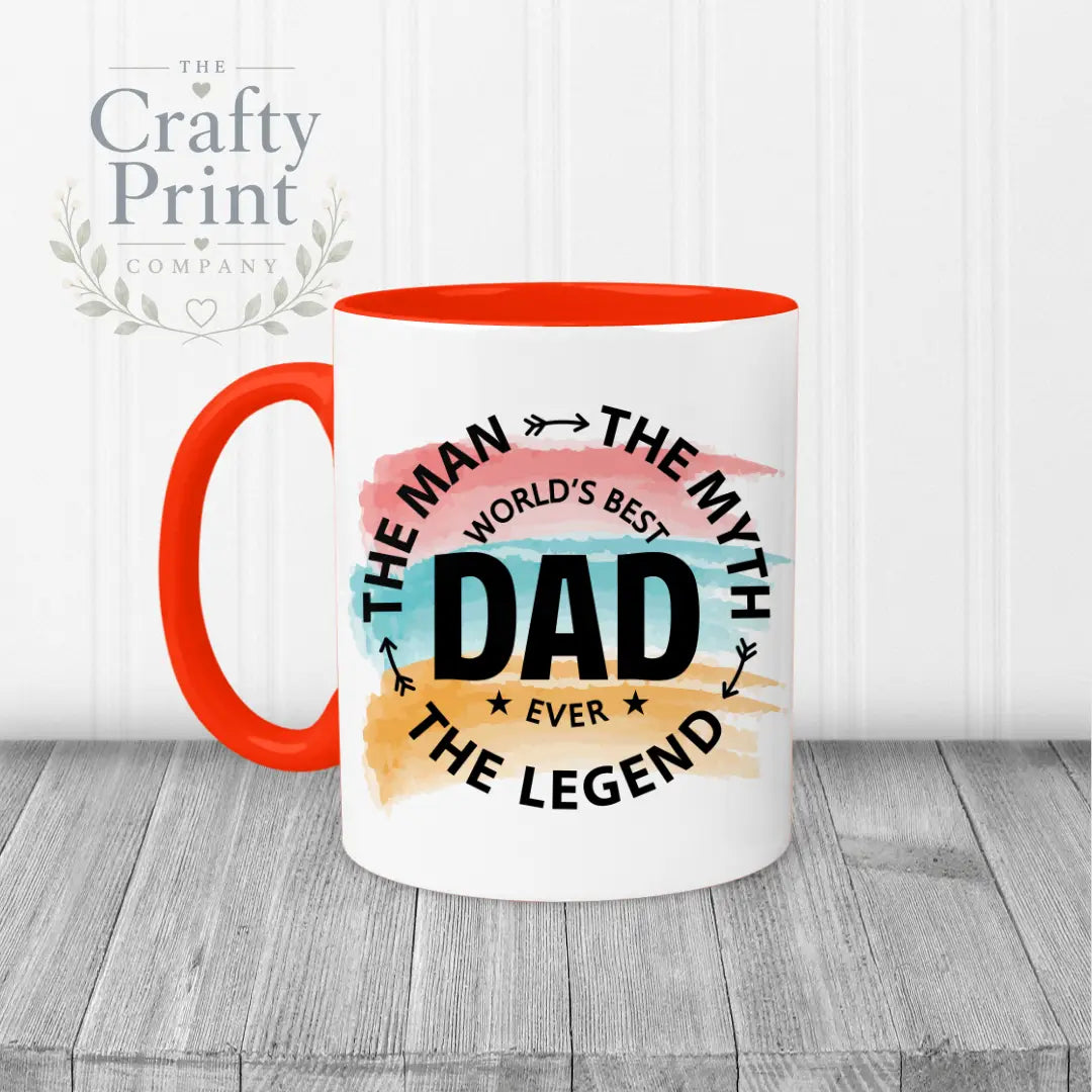 The Man Myth Legend - printed Mug - Red Handle & Inner