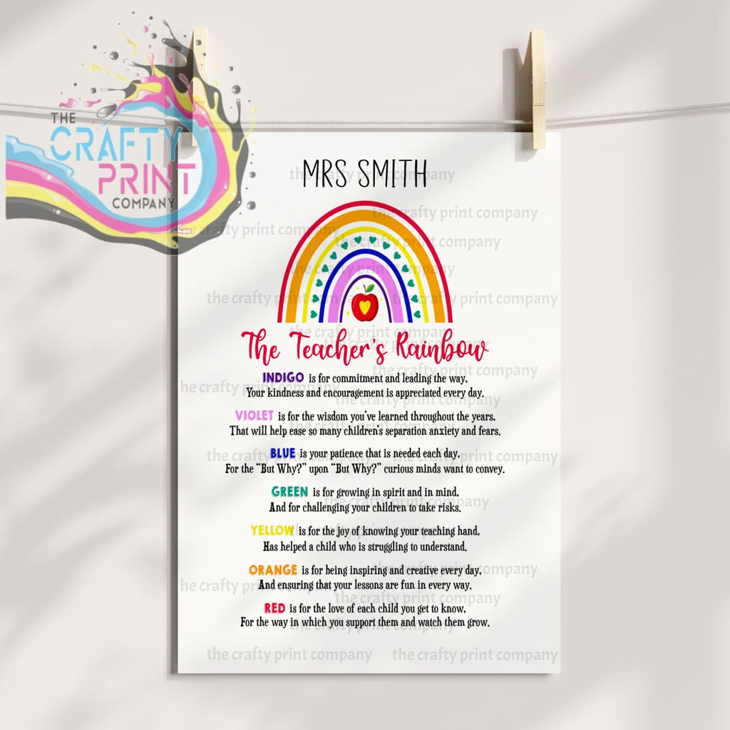 The Teachers Rainbow Print Personalised - Posters Prints &