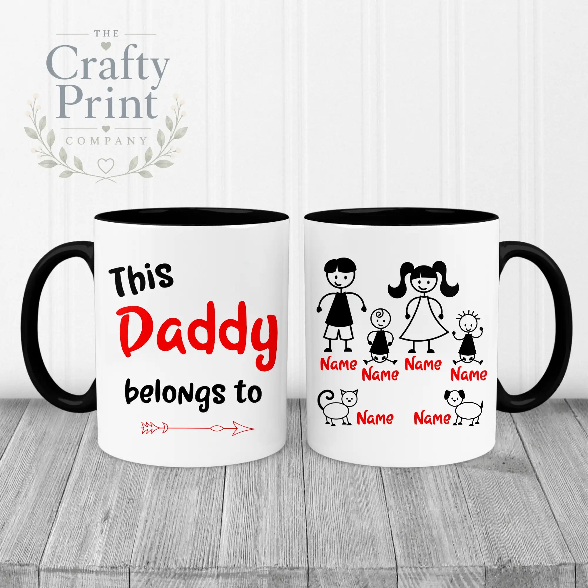 This Daddy / Mummy belongs to Personalised Mug - Black