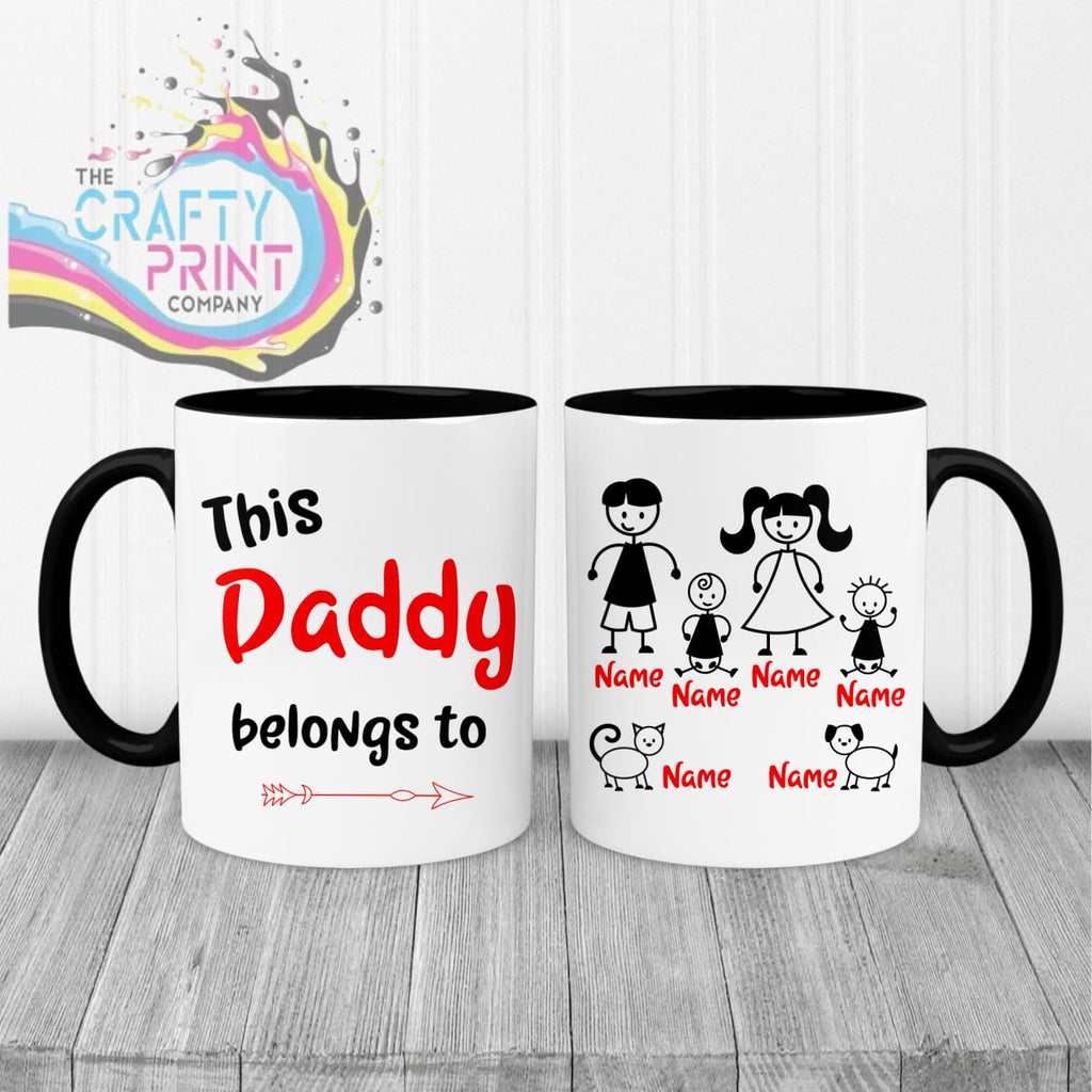 This Daddy / Mummy belongs to Personalised Mug - Black