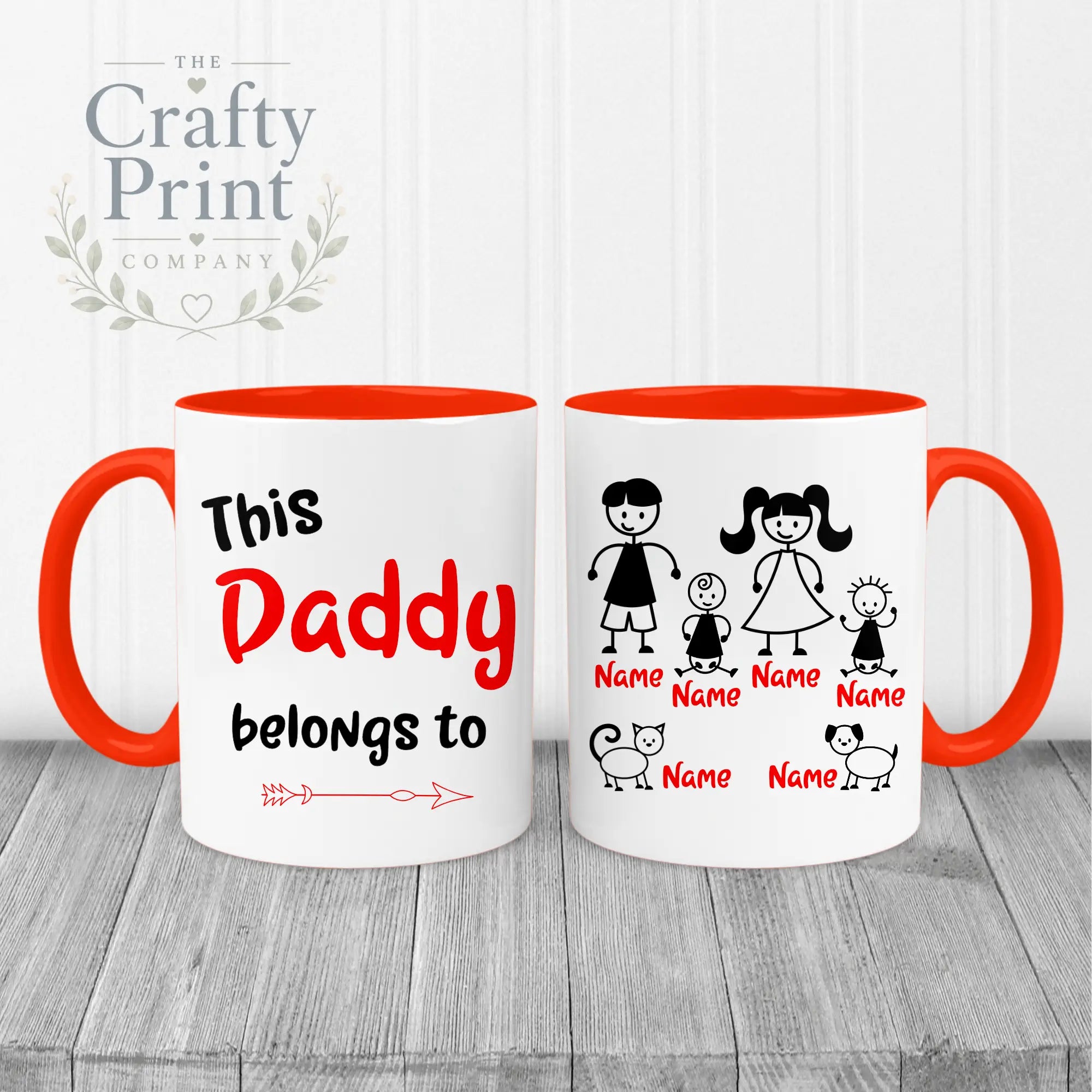 This Daddy / Mummy belongs to Personalised Mug - Red Handle