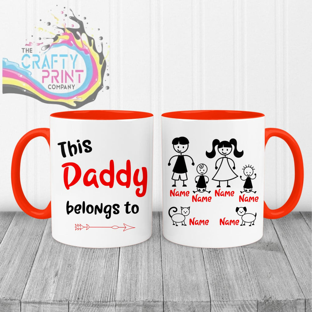 This Daddy / Mummy belongs to Personalised Mug - Red Handle