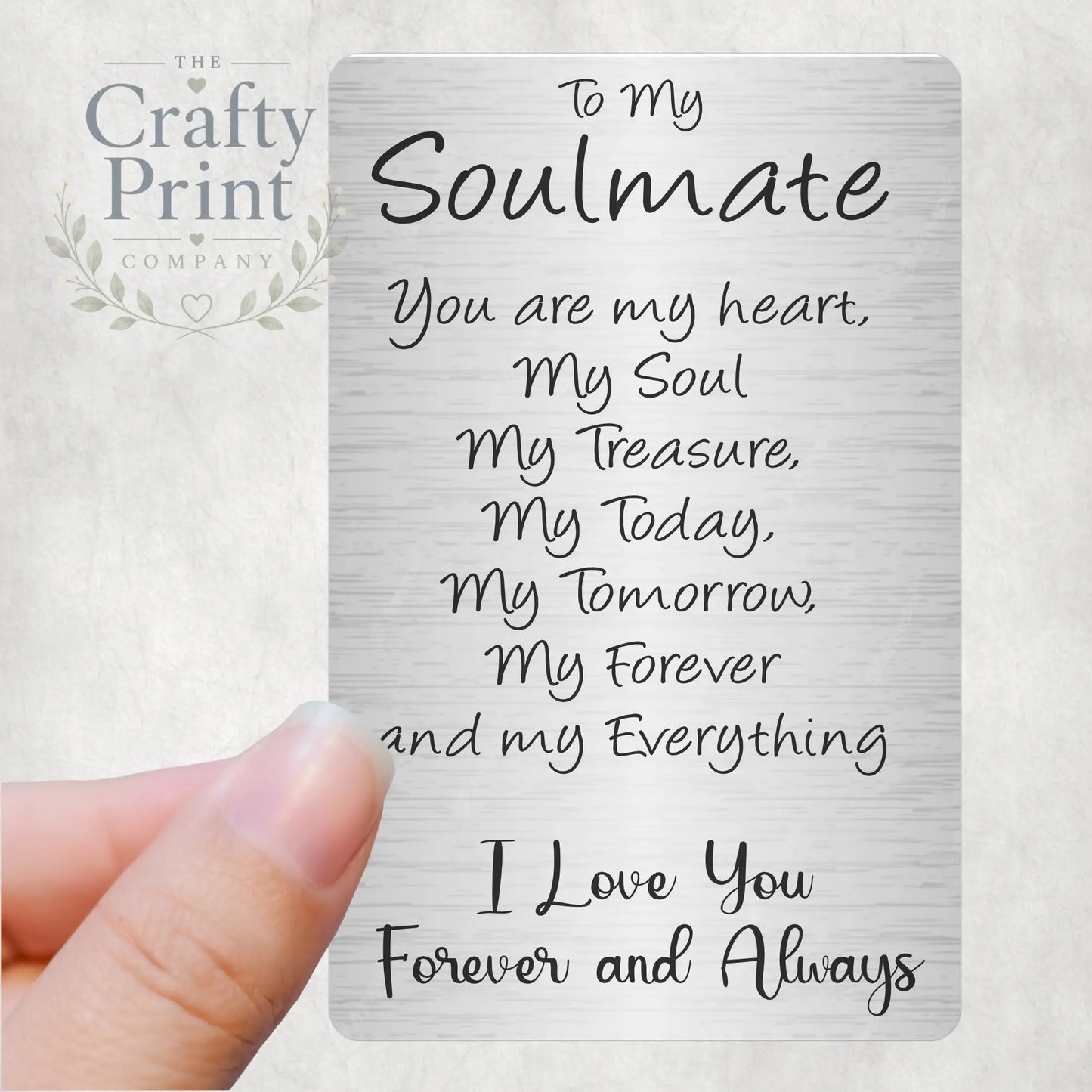 To my Soul Mate Card for Wallet - Aluminium - Handbag &