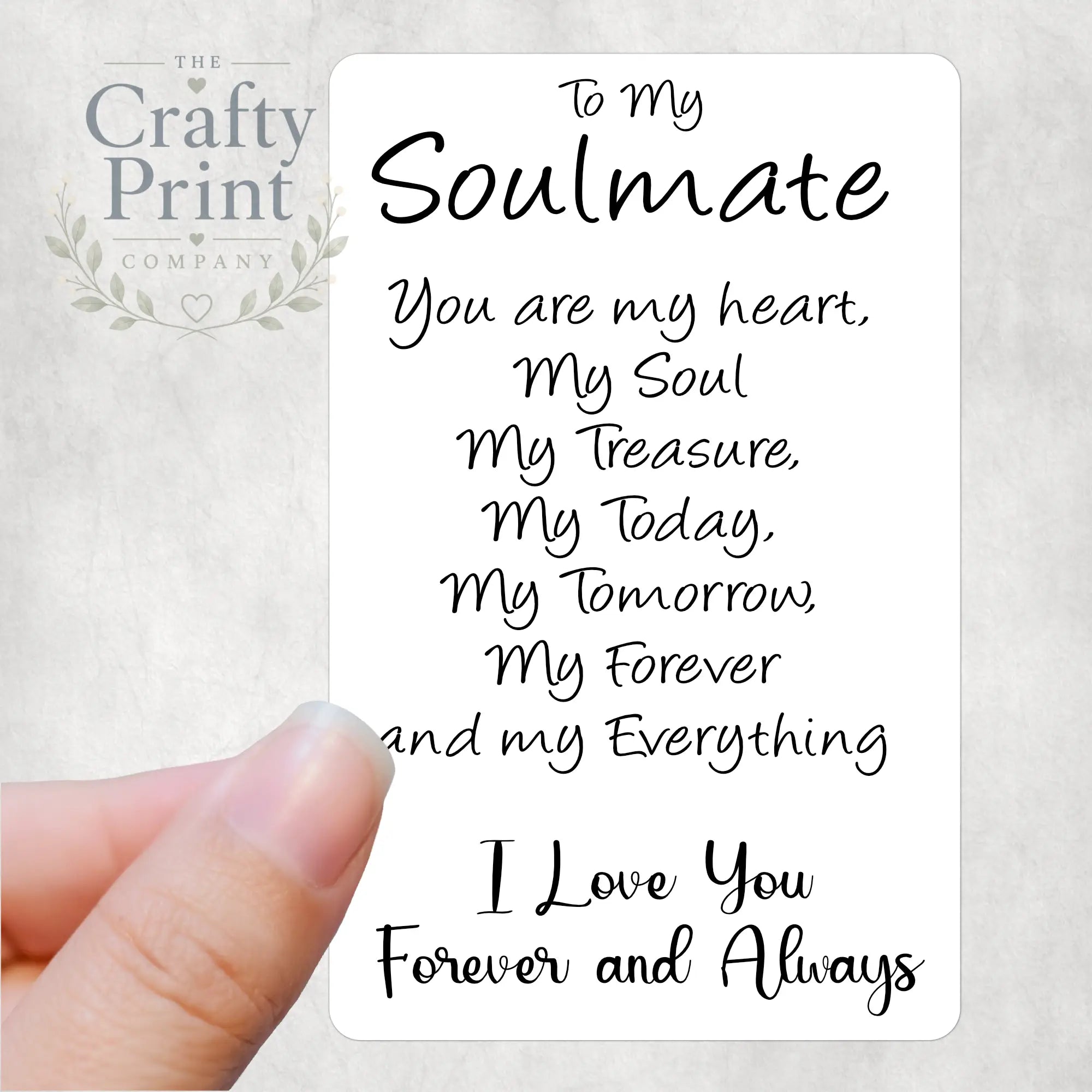To my Soul Mate Card for Wallet - Plastic - Handbag &
