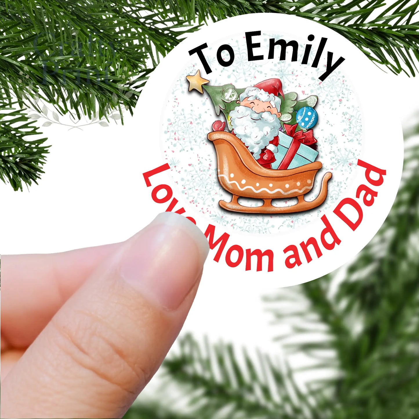 To Name Love from Mom and Dad Santa in his Sleigh Design