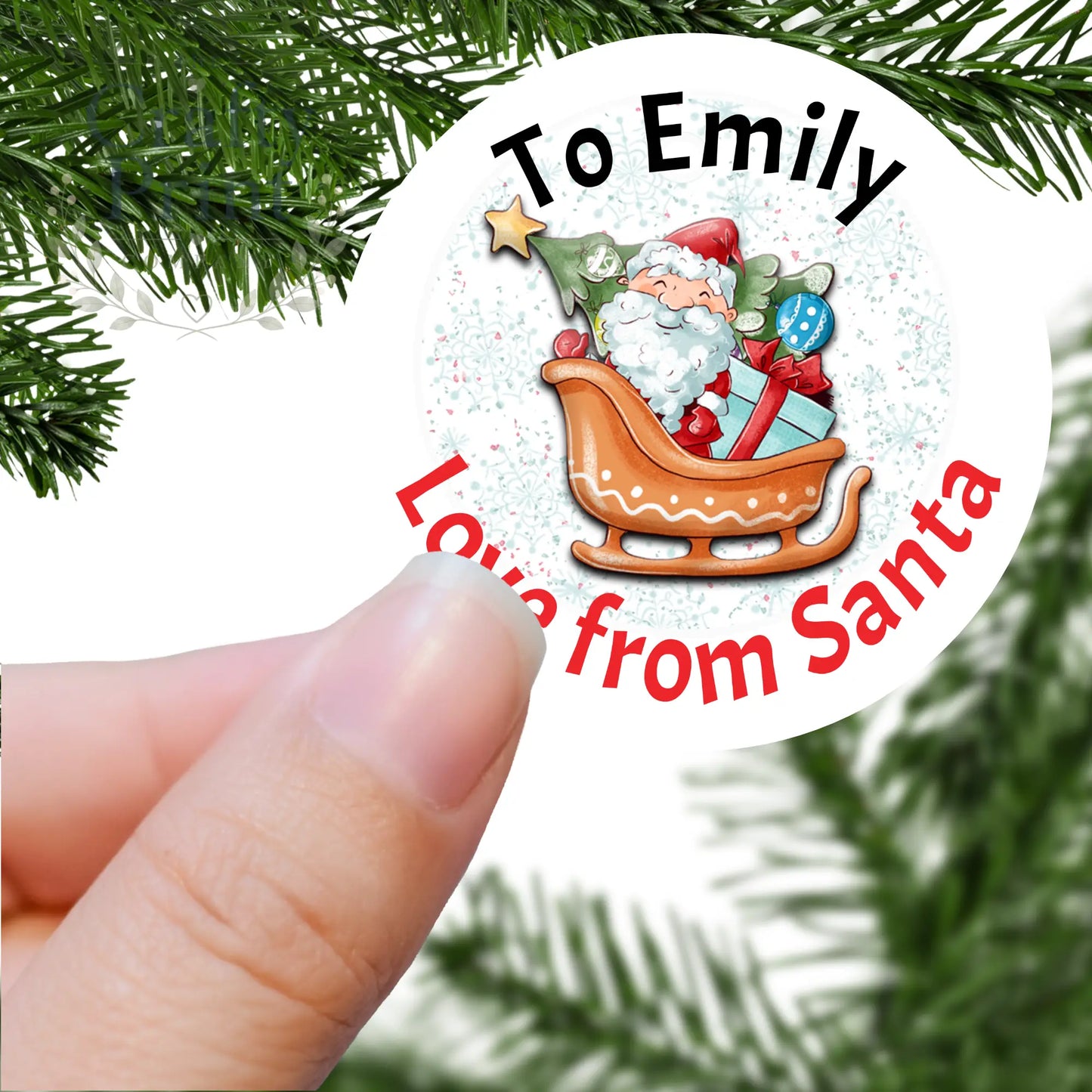 To Name Love from Santa in his Sleigh Design Printed