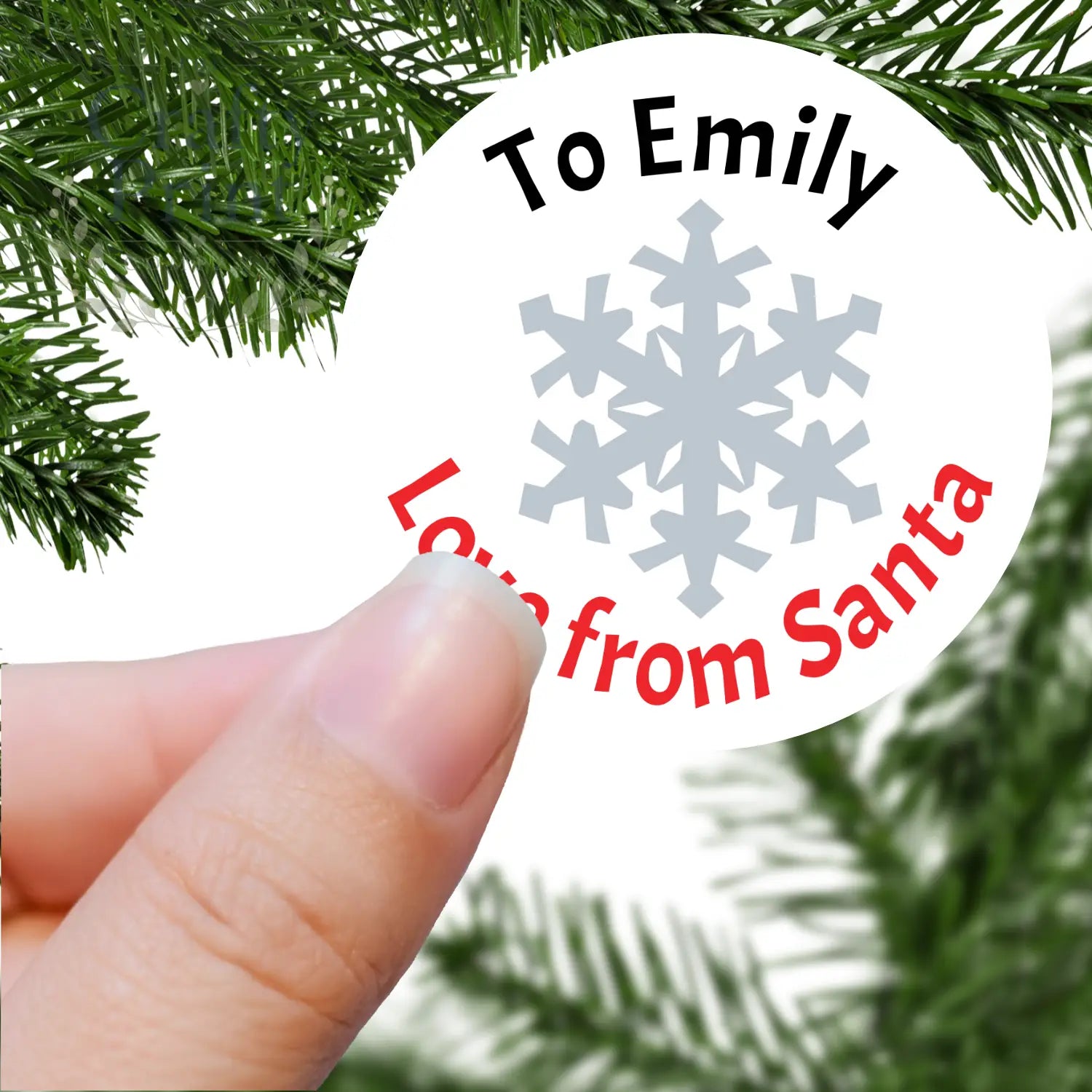 To Name Love from Santa with Snowflake Printed Sticker