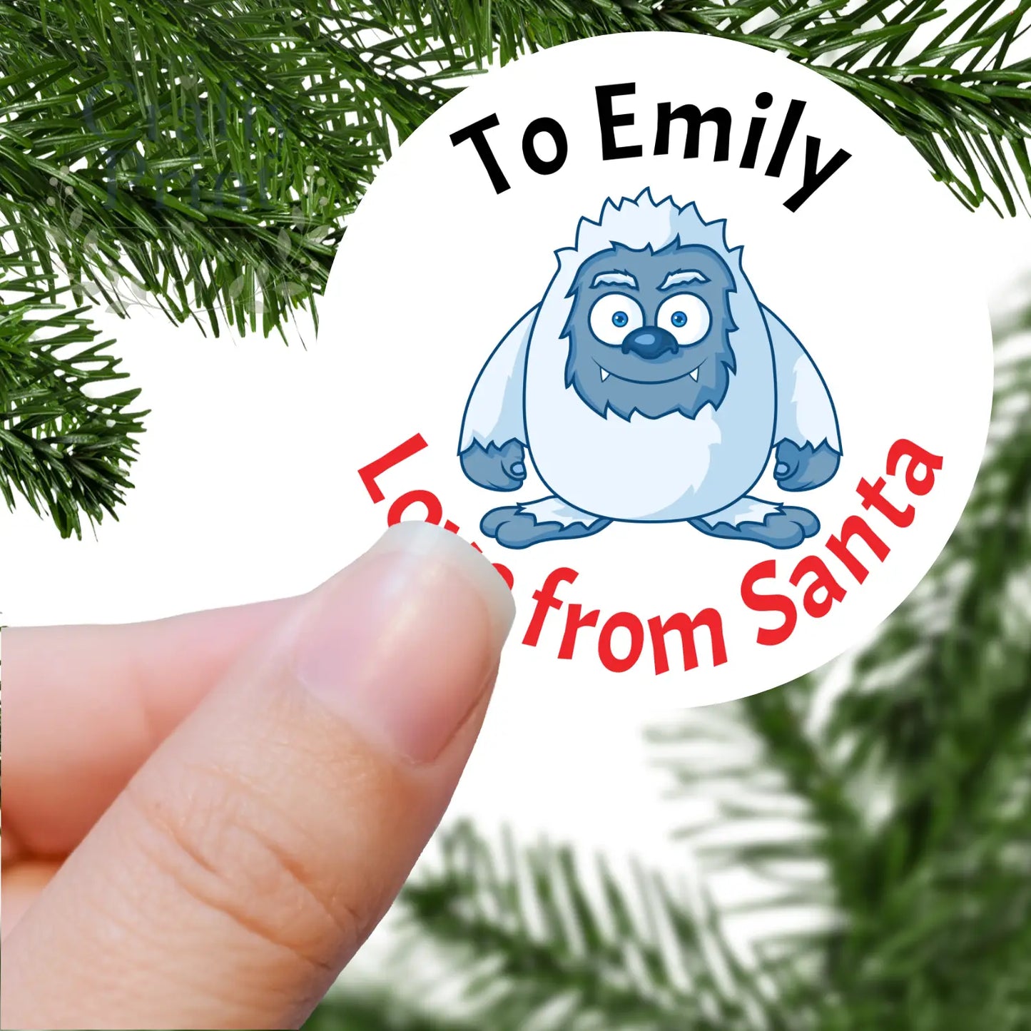To Name Love from Santa with Yeti Printed Sticker