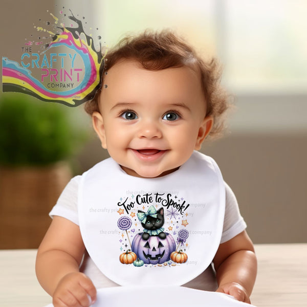 Too Cute to Spook Black Cat Pumpkin Baby Bib - & Toddler