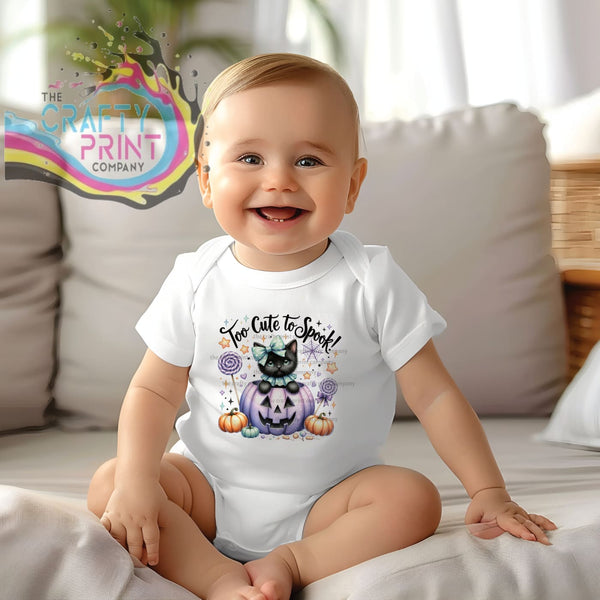 Too Cute to Spook Black Cat Pumpkin Bodysuit / Vest - Baby