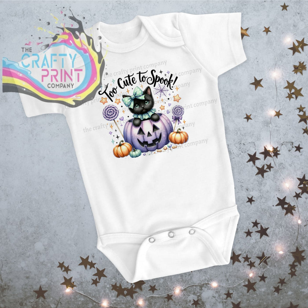 Too Cute to Spook Black Cat Pumpkin Bodysuit / Vest - Baby