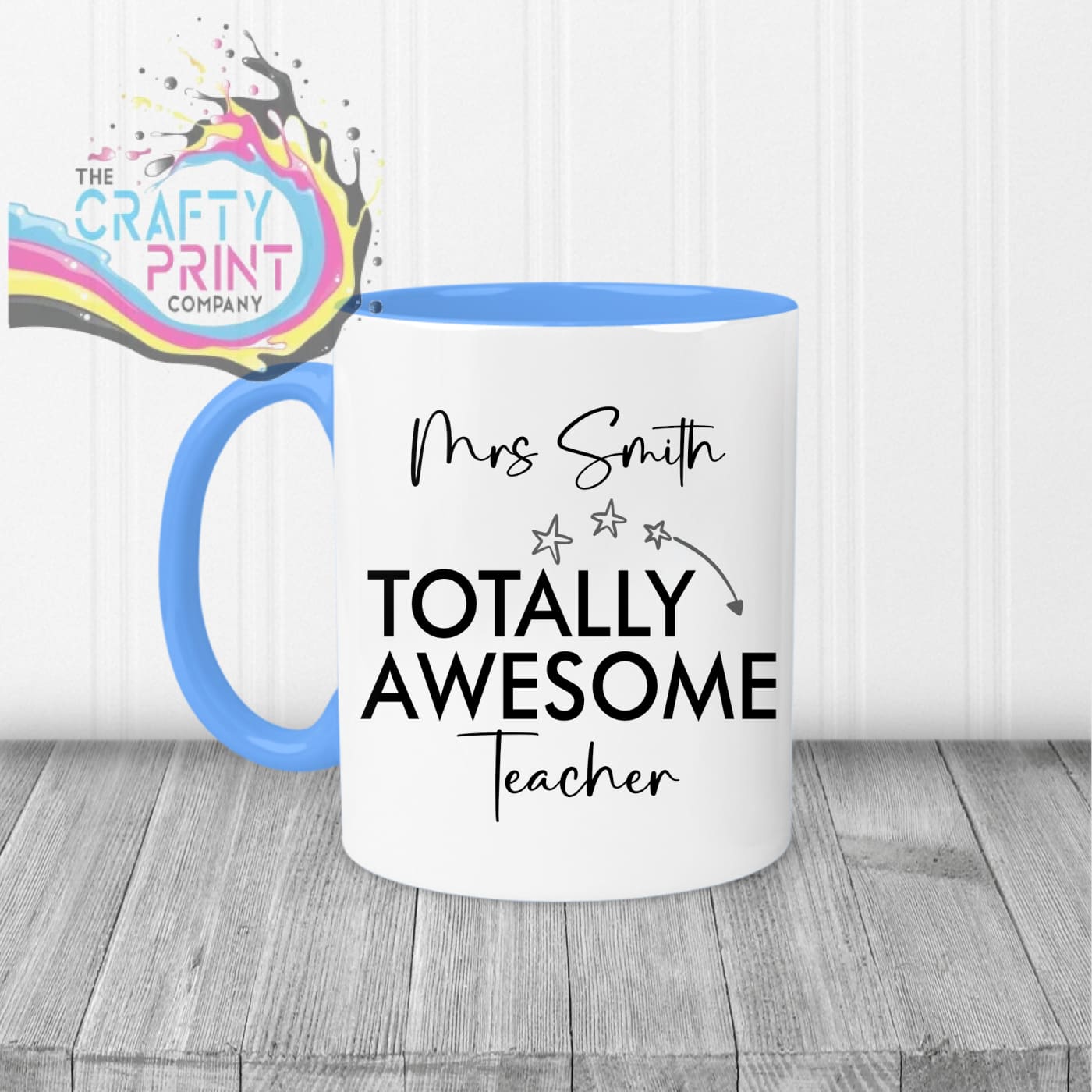 Totally Awesome Teacher Mug - Blue Handle & Inner - Mugs