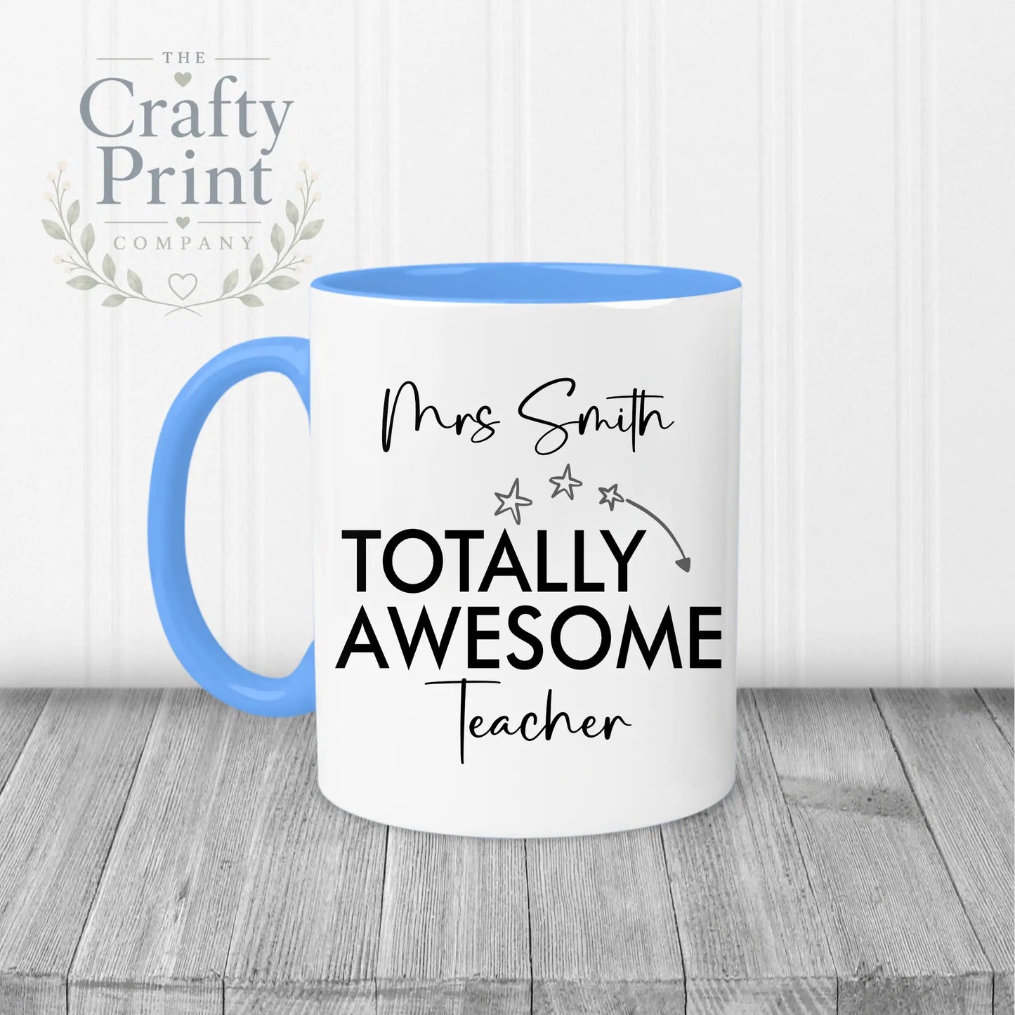 Totally Awesome Teacher Mug - Blue Handle & Inner - Mugs