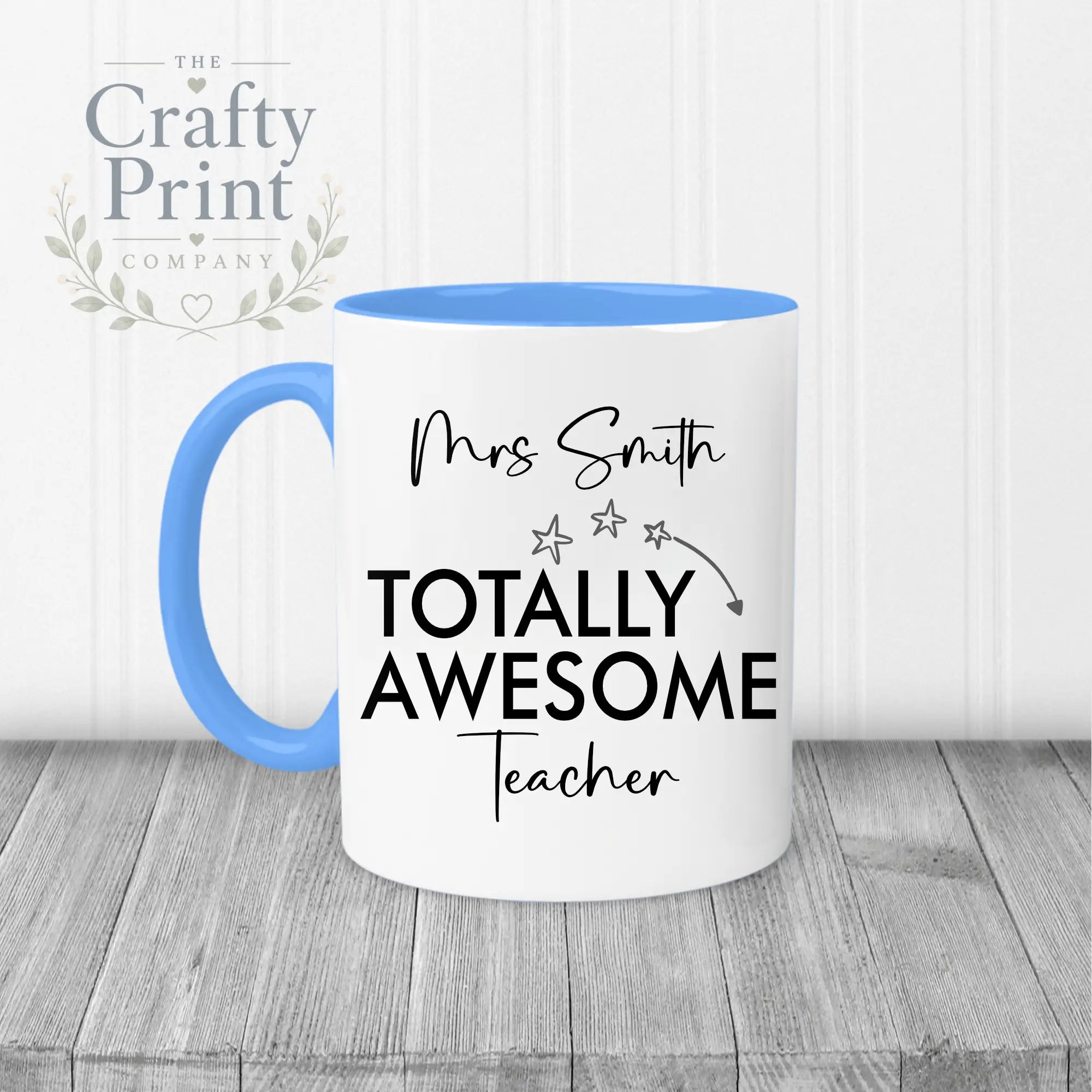 Totally Awesome Teacher Mug - Blue Handle & Inner - Mugs