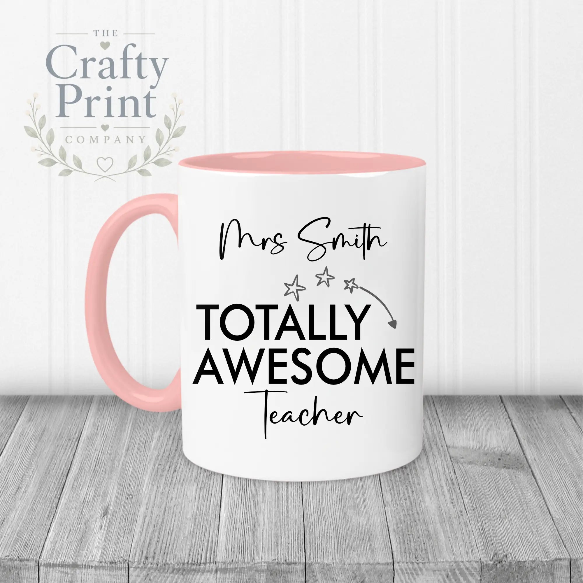 Totally Awesome Teacher Mug - Pink Handle & Inner - Mugs