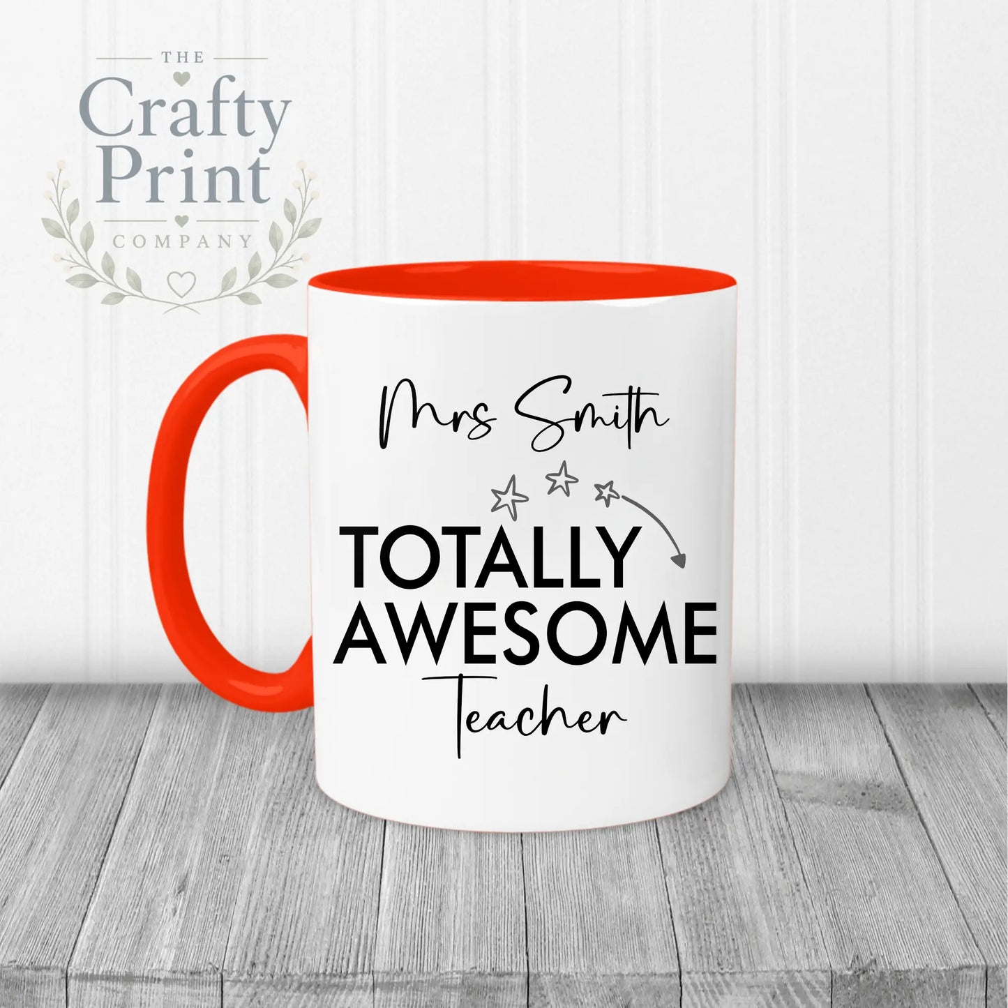 Totally Awesome Teacher Mug - Red Handle & Inner - Mugs