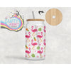 Tropical Flamingo Frosted Glass 18oz Tumbler
