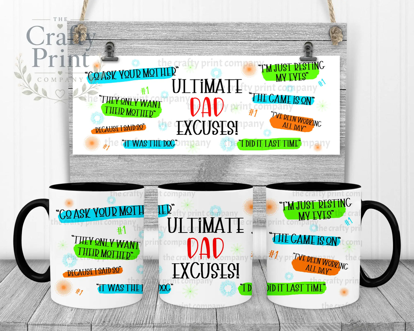 Ultimate Dad Excuses Mug - Black Handle & Inner - Mugs