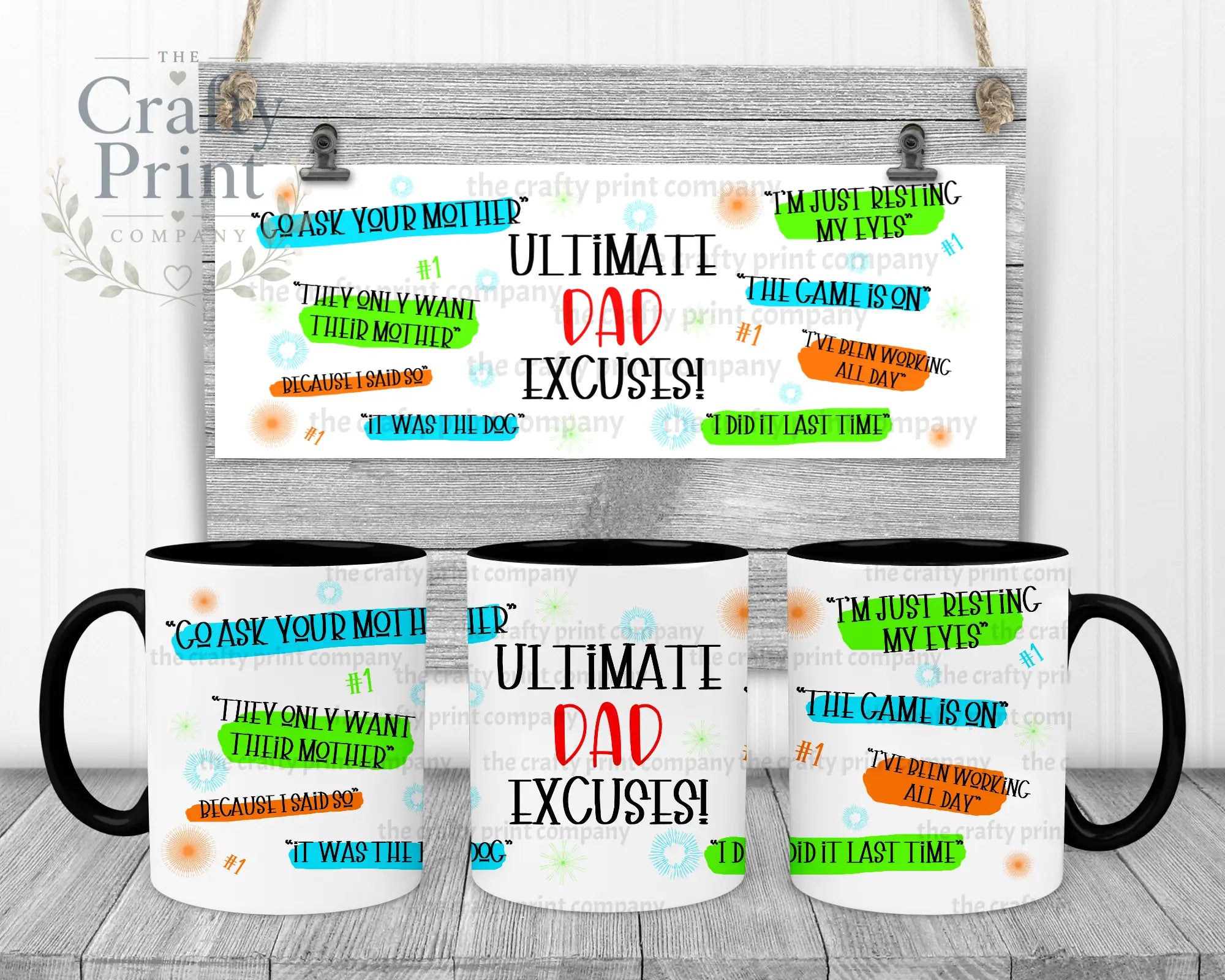 Ultimate Dad Excuses Mug - Black Handle & Inner - Mugs