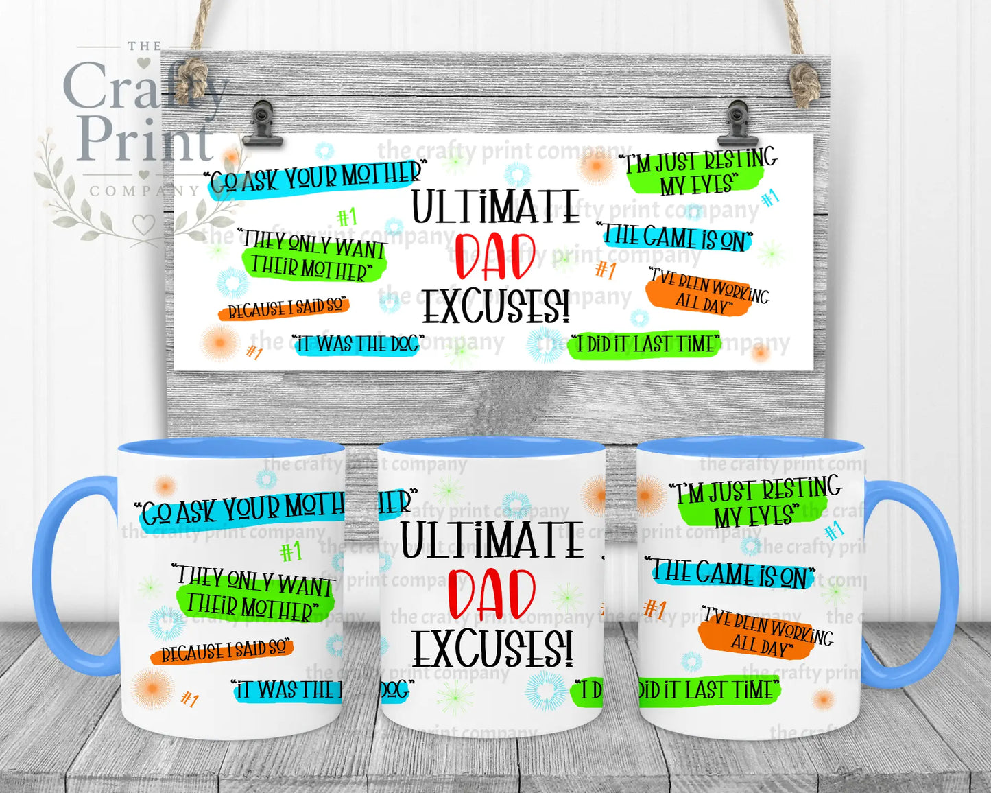 Ultimate Dad Excuses Mug - Blue Handle & Inner - Mugs