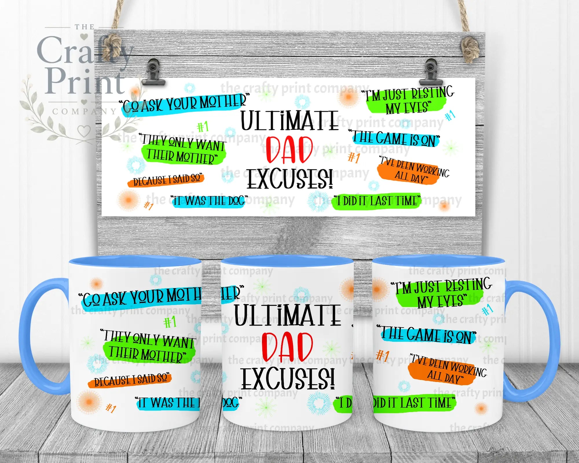 Ultimate Dad Excuses Mug - Blue Handle & Inner - Mugs