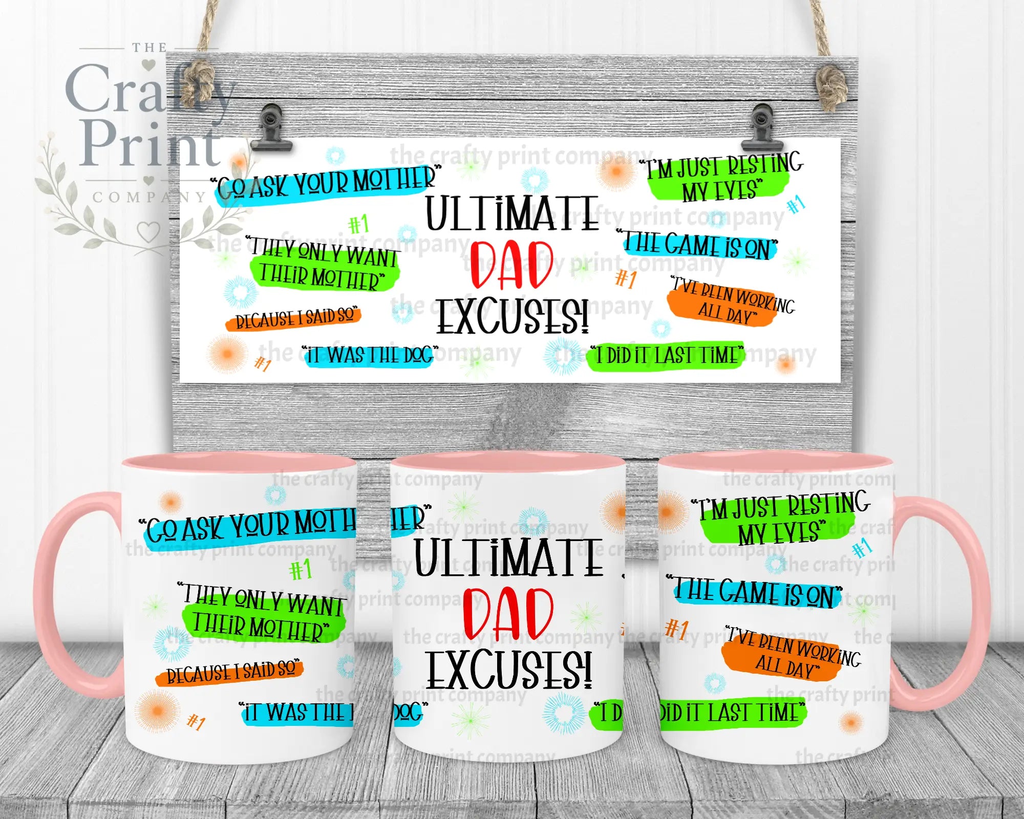 Ultimate Dad Excuses Mug - Pink Handle & Inner - Mugs