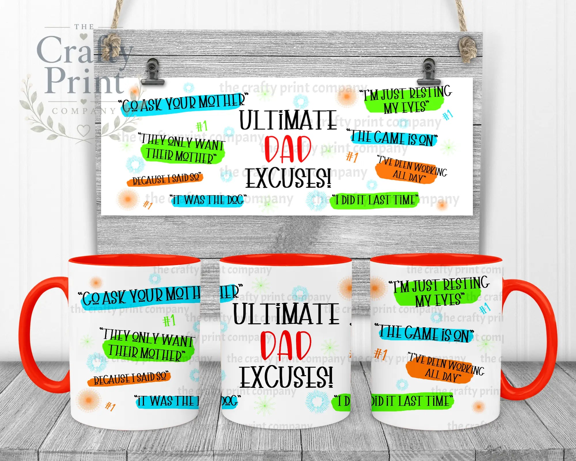 Ultimate Dad Excuses Mug - Red Handle & Inner - Mugs
