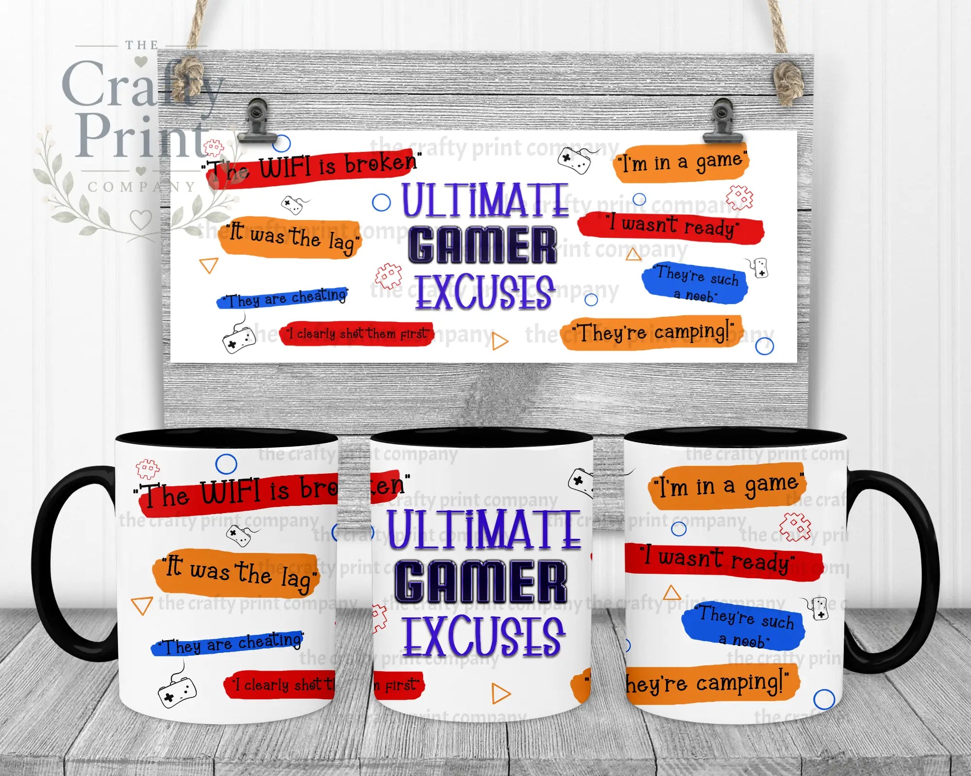 Ultimate Gamer Excuses Mug - Black Handle & Inner - Mugs
