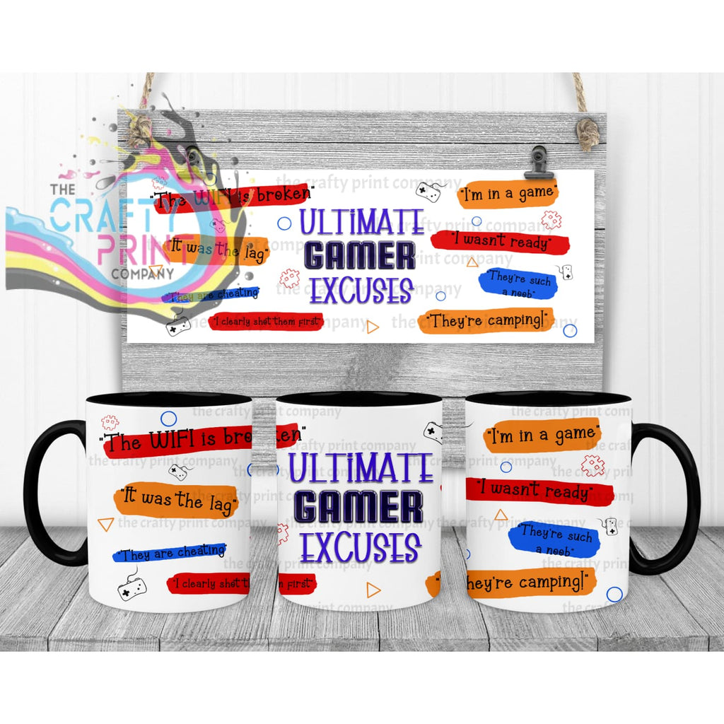 Ultimate Gamer Excuses Mug - Black Handle & Inner - Mugs