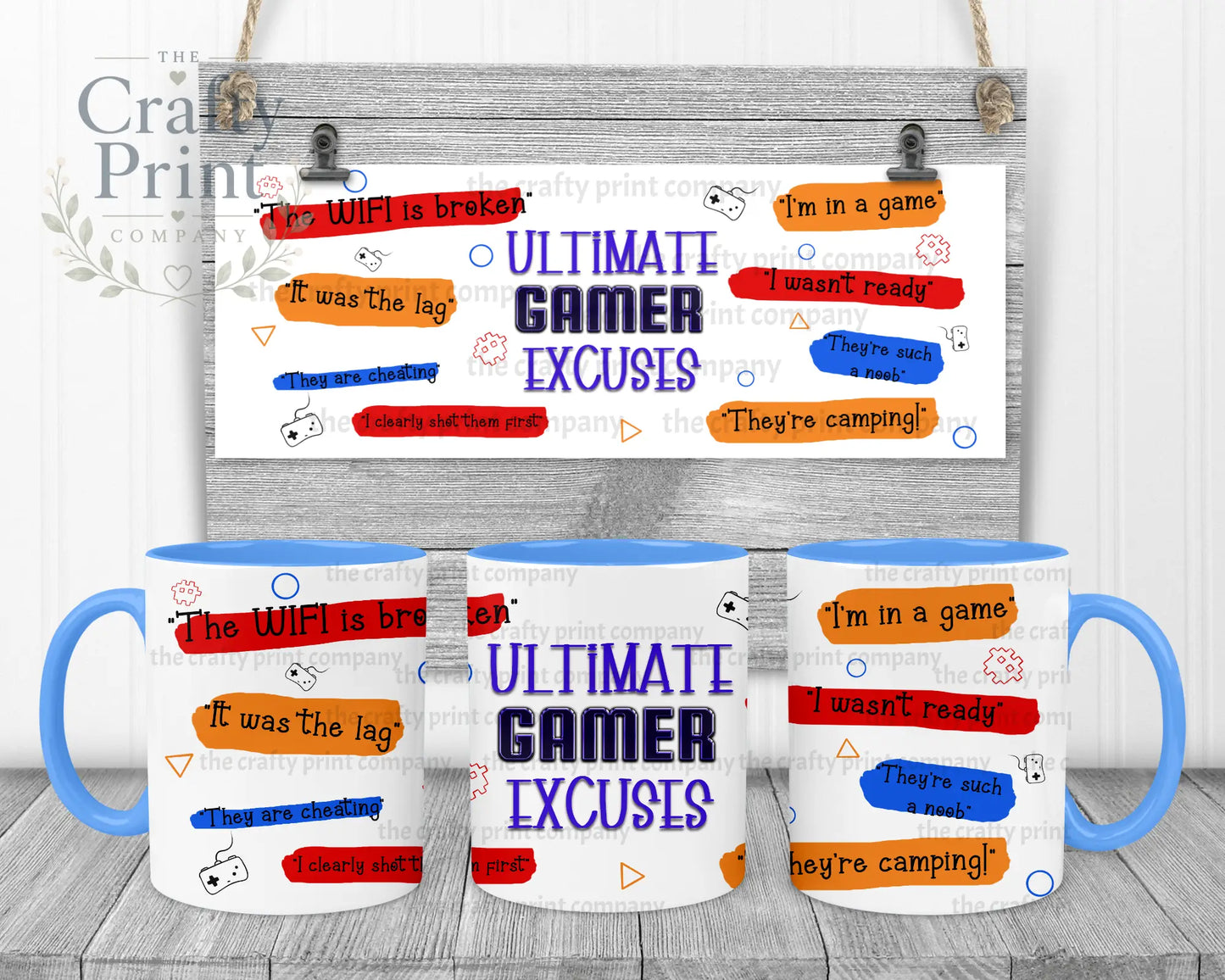 Ultimate Gamer Excuses Mug - Blue Handle & Inner - Mugs