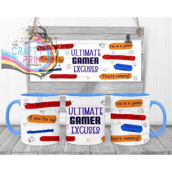 Ultimate Gamer Excuses Mug - Blue Handle & Inner - Mugs