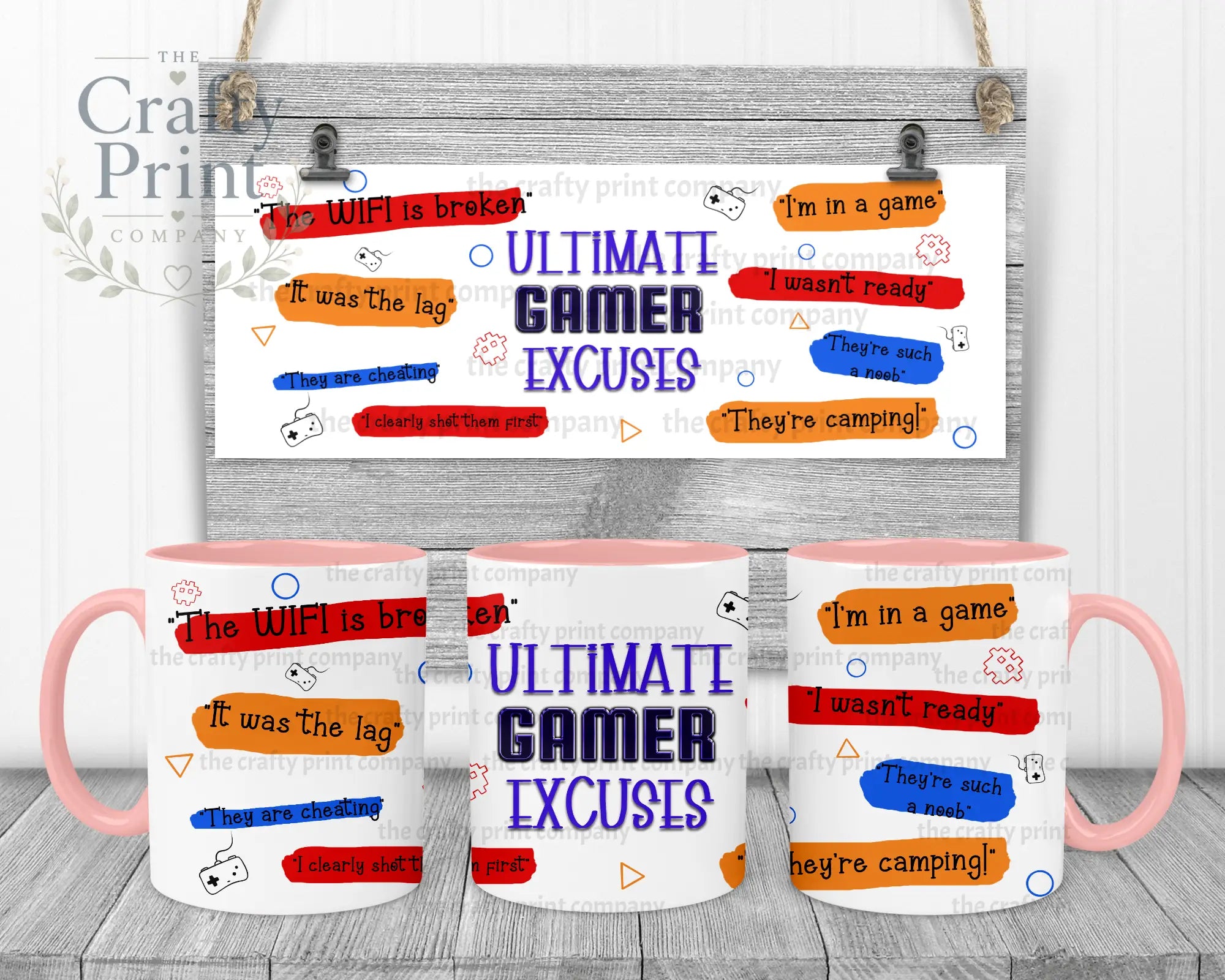Ultimate Gamer Excuses Mug - Pink Handle & Inner - Mugs