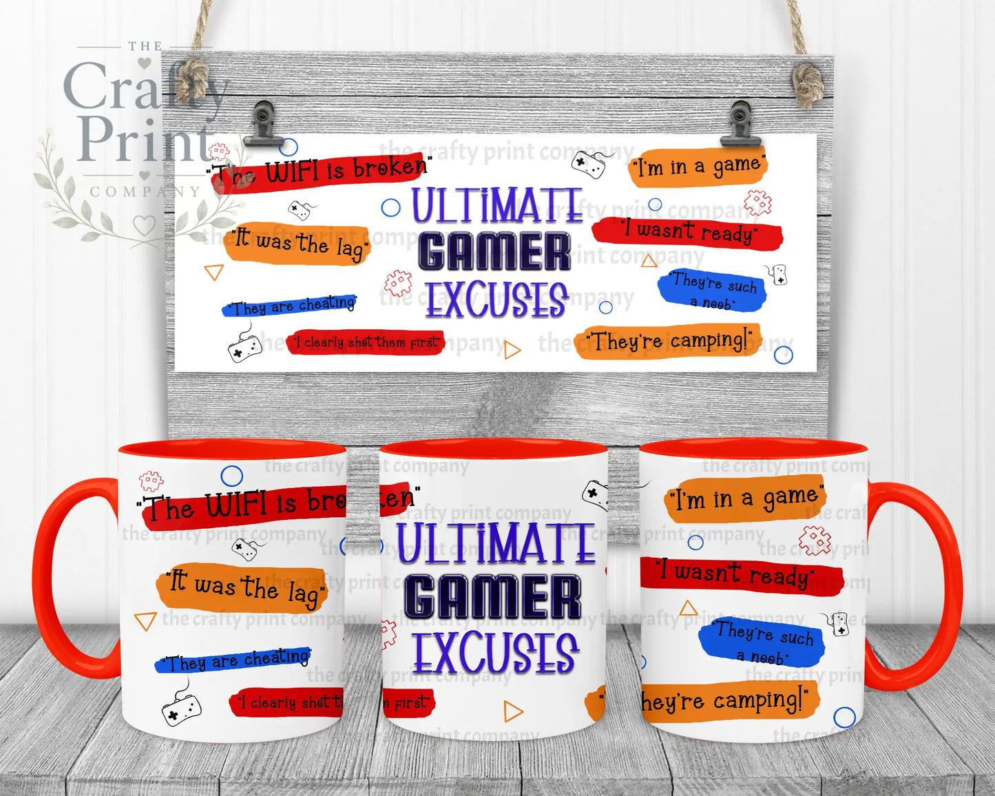 Ultimate Gamer Excuses Mug - Red Handle & Inner - Mugs