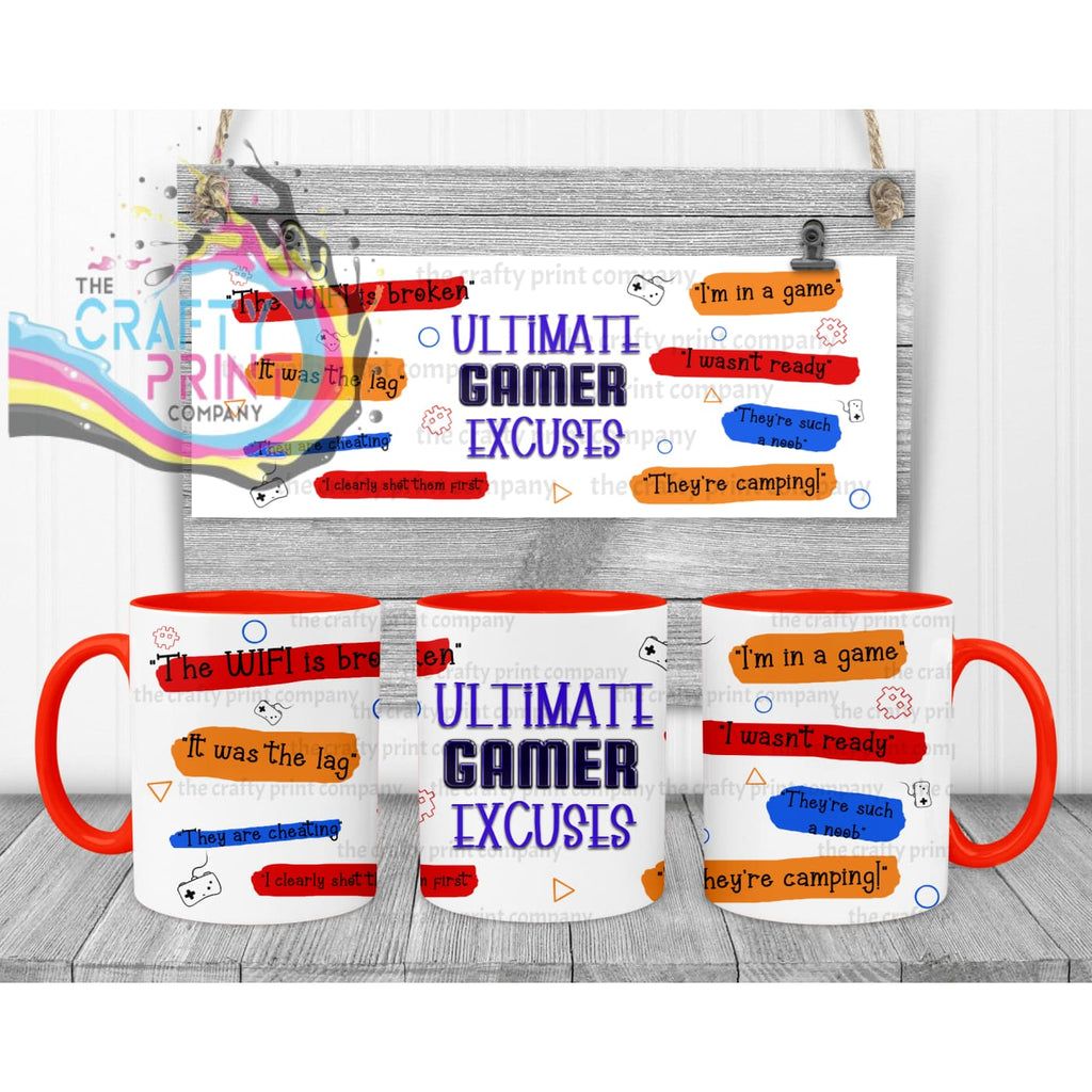 Ultimate Gamer Excuses Mug - Red Handle & Inner - Mugs