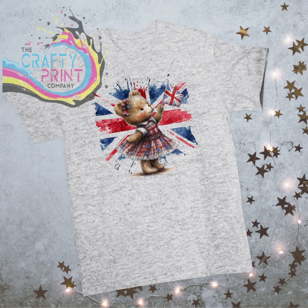 VE Day Girl Bear Children’s T-shirt - Grey - Shirts & Tops