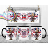 VE Day Girl Teddy Mug - Black Handle & Inner - Mugs