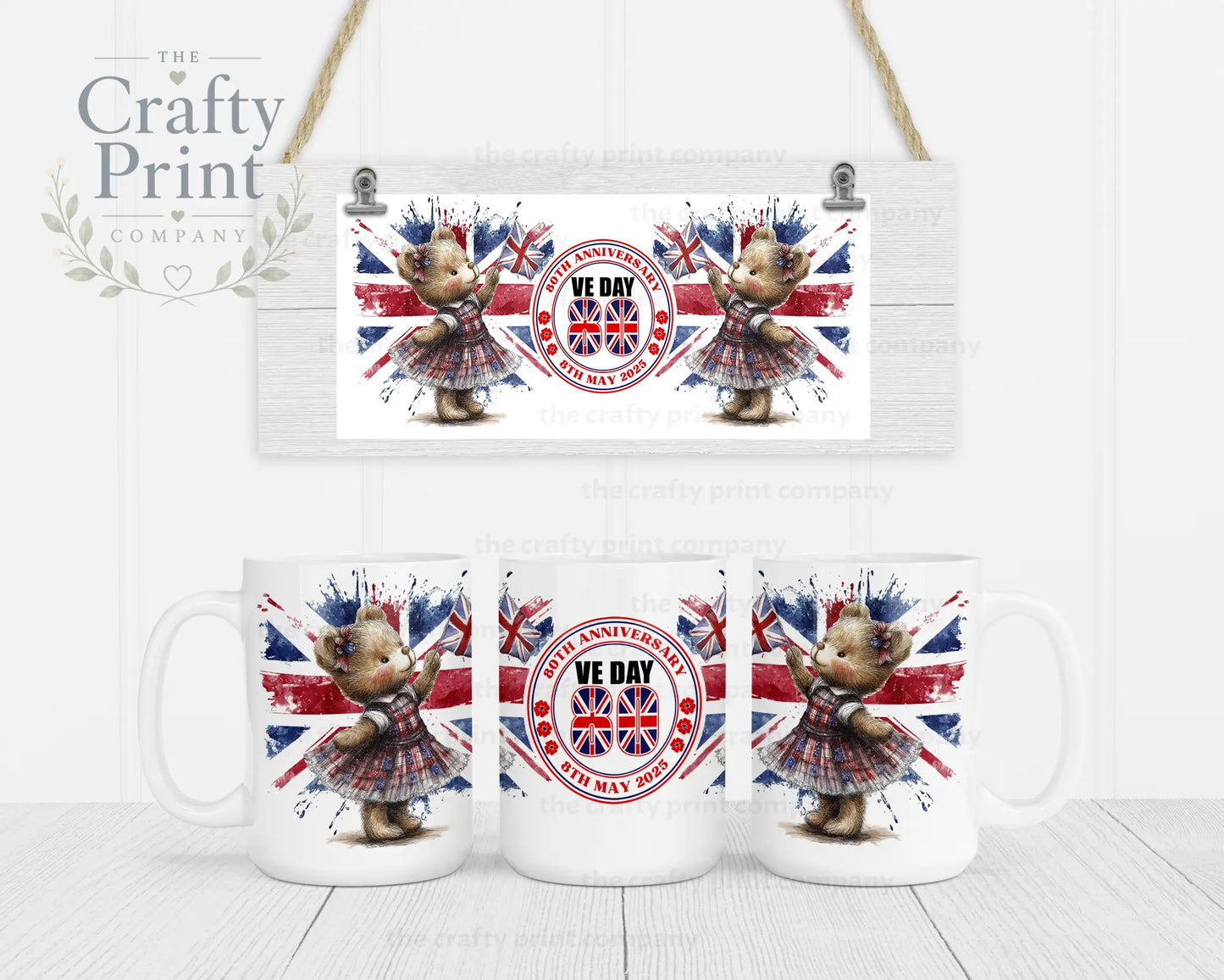 VE Day Girl Teddy Mug - Jumbo 15oz - Mugs
