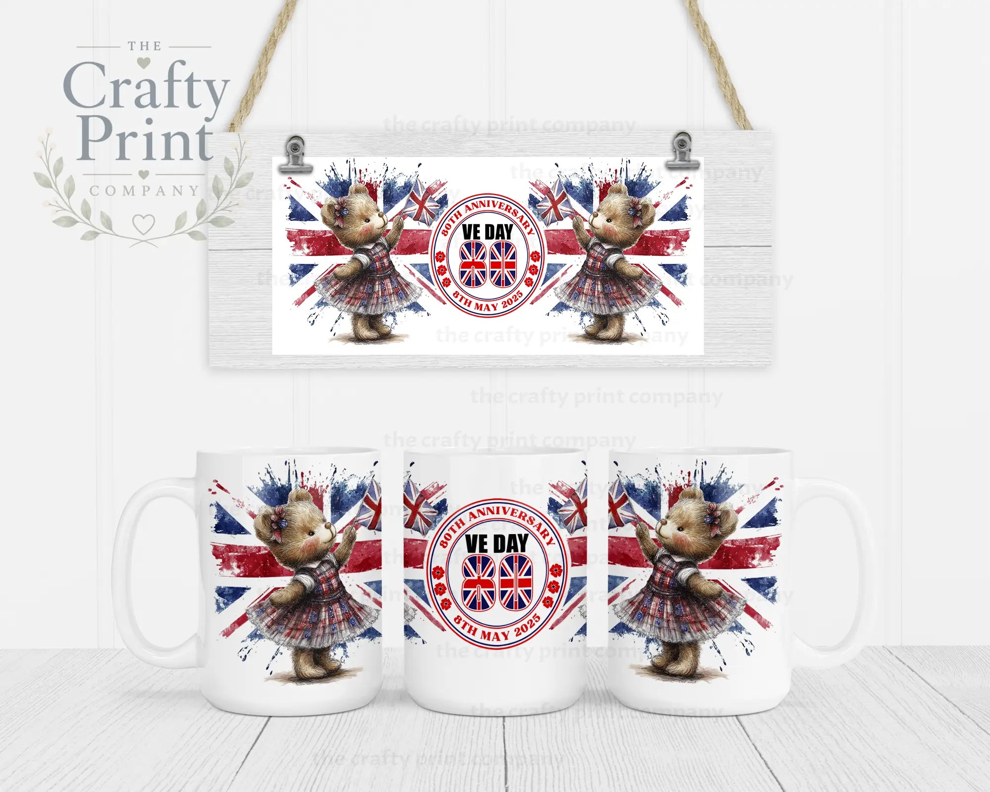 VE Day Girl Teddy Mug - Jumbo 15oz - Mugs