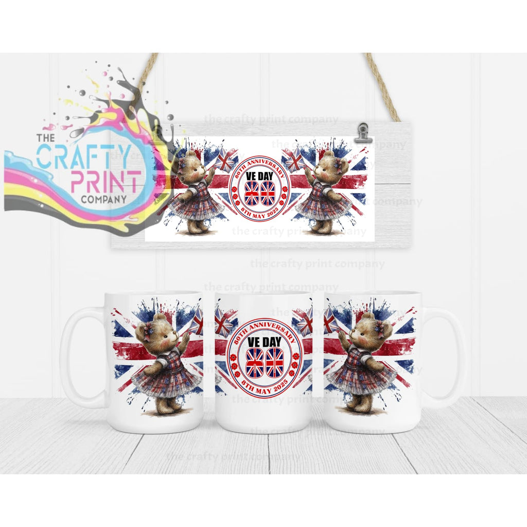 VE Day Girl Teddy Mug - Jumbo 15oz - Mugs