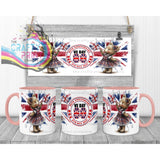 VE Day Girl Teddy Mug - Pink Handle & Inner - Mugs