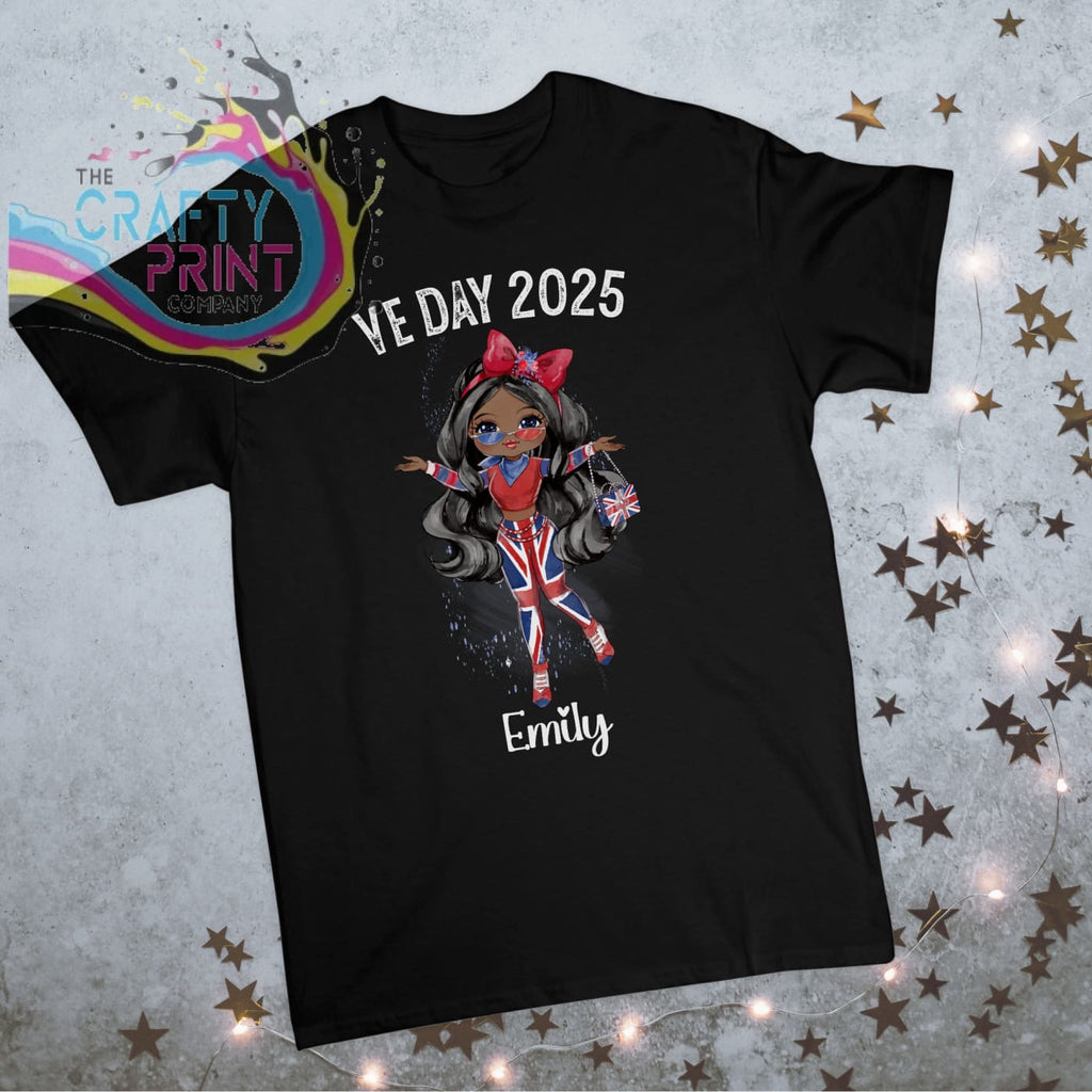 VE Day Ready Girl Personalised Children’s T-shirt - Black