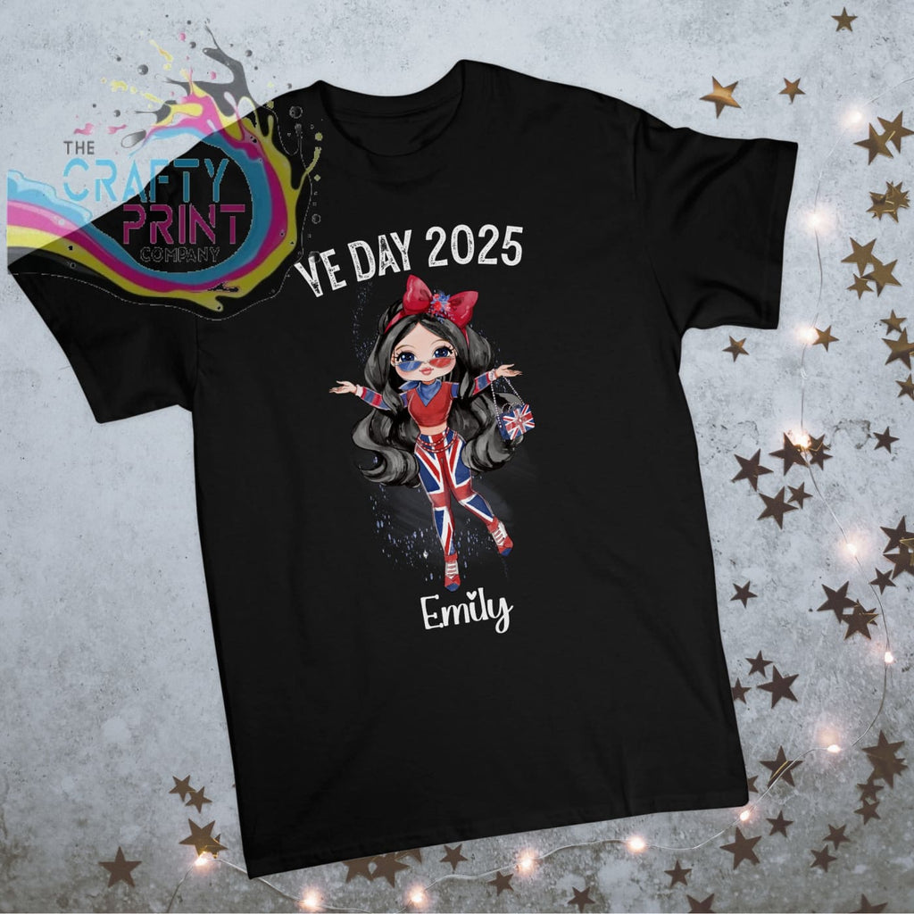 VE Day Ready Girl Personalised Children’s T-shirt - Black