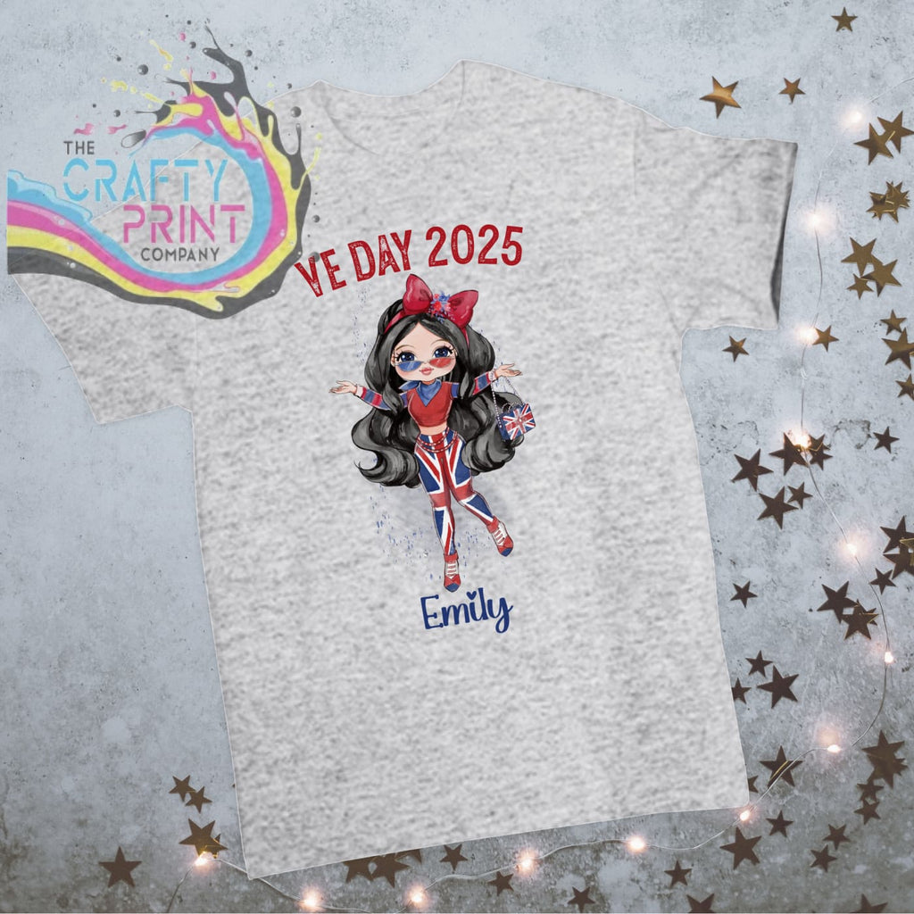 VE Day Ready Girl Personalised Children’s T-shirt - Grey