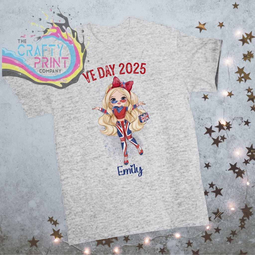 VE Day Ready Girl Personalised Children’s T-shirt - Grey