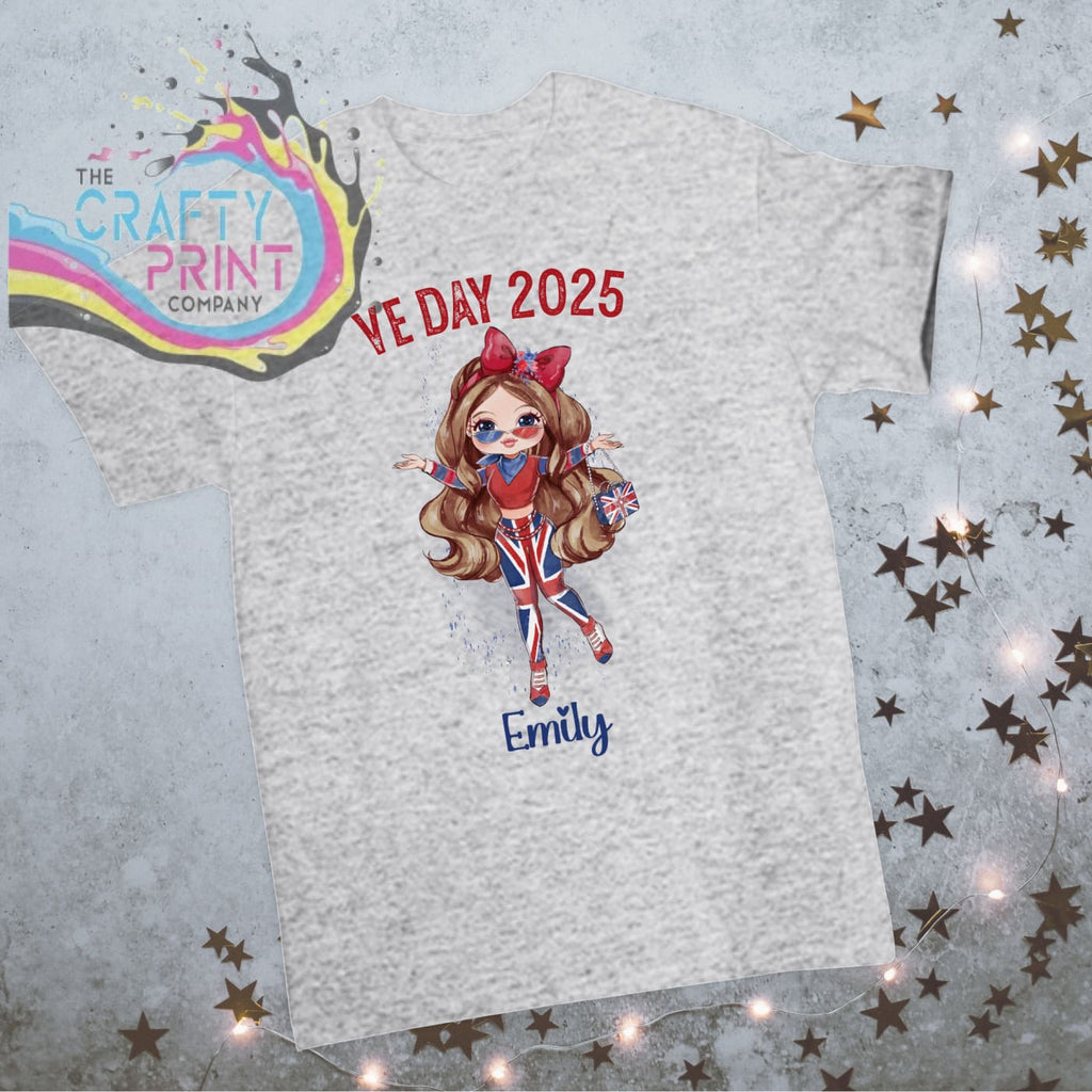 VE Day Ready Girl Personalised Children’s T-shirt - Grey